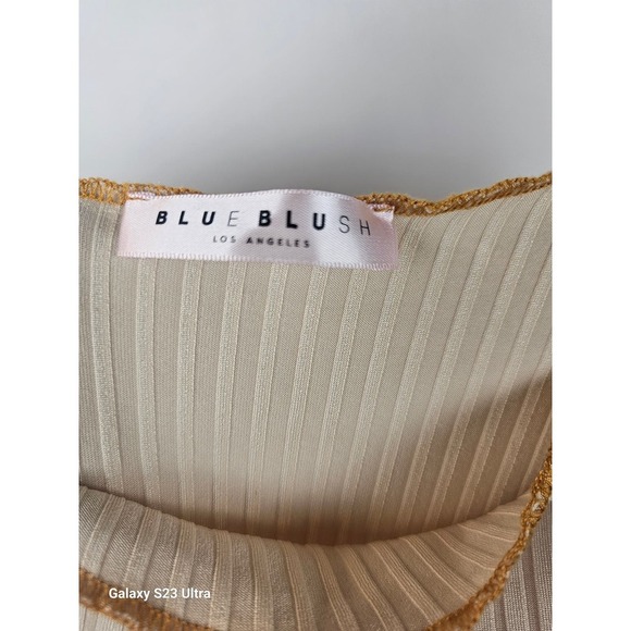 Blue Blush Los Angeles, szM, yellow, 1 shoulder, ribbed, slip dress, made in USA - Picture 6 of 10